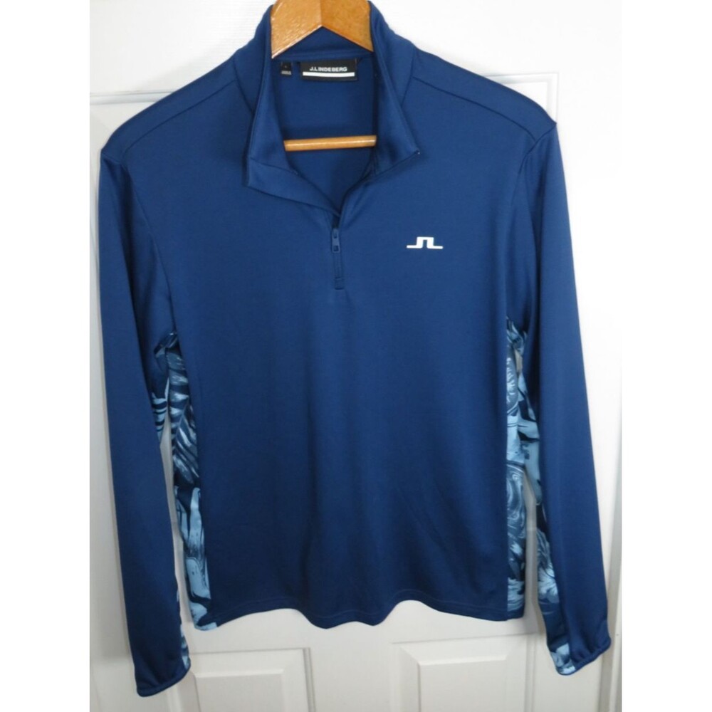 J Lindeberg Mens Emanuel Mid Layer in Navy Peony Size LG Slim Fit Performance